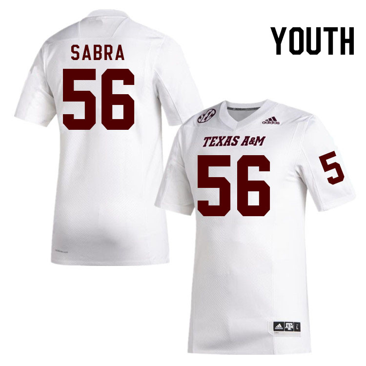 Youth #56 John Sabra Texas A&M Aggies College Football Jerseys Stitched Sale-White